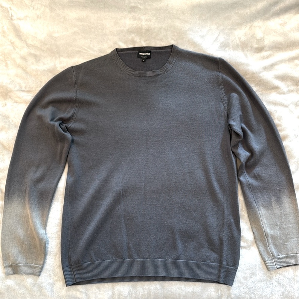GIORGIO ARMANI - virgin wool sweater with hombre die on sleeves.